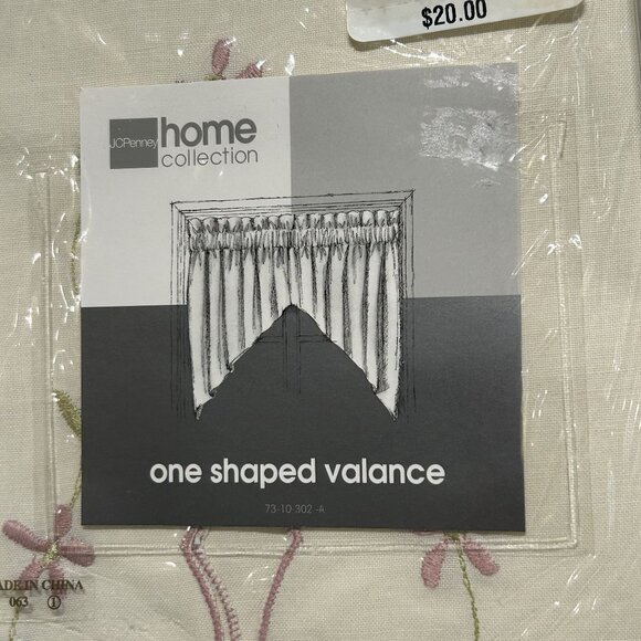 JCPenney Home 60"x24" Tier Curtain Pair 38" Valance Set Embroidered Floral - Picture 3 of 11